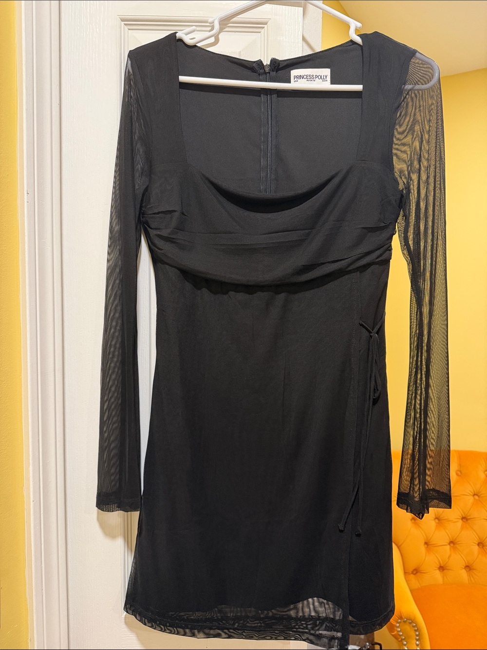 Princess Polly Black Mesh Sleeve Mini Dress
